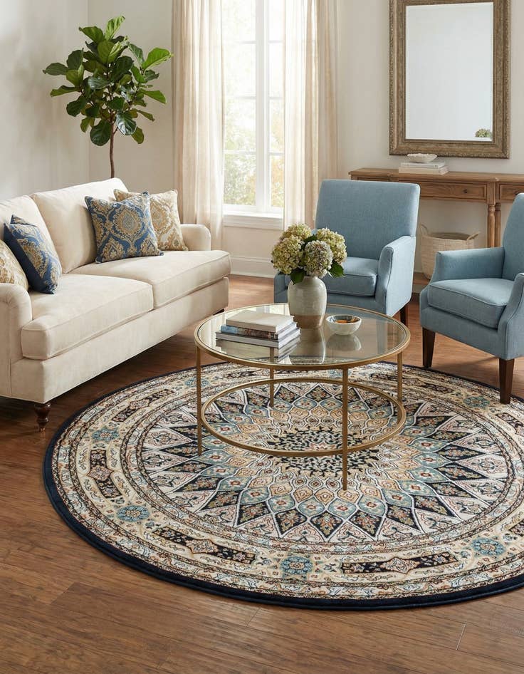 Detail image of 6' x 6' Nain Design Round Rug