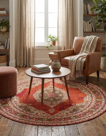 Red Santiago Round Rug