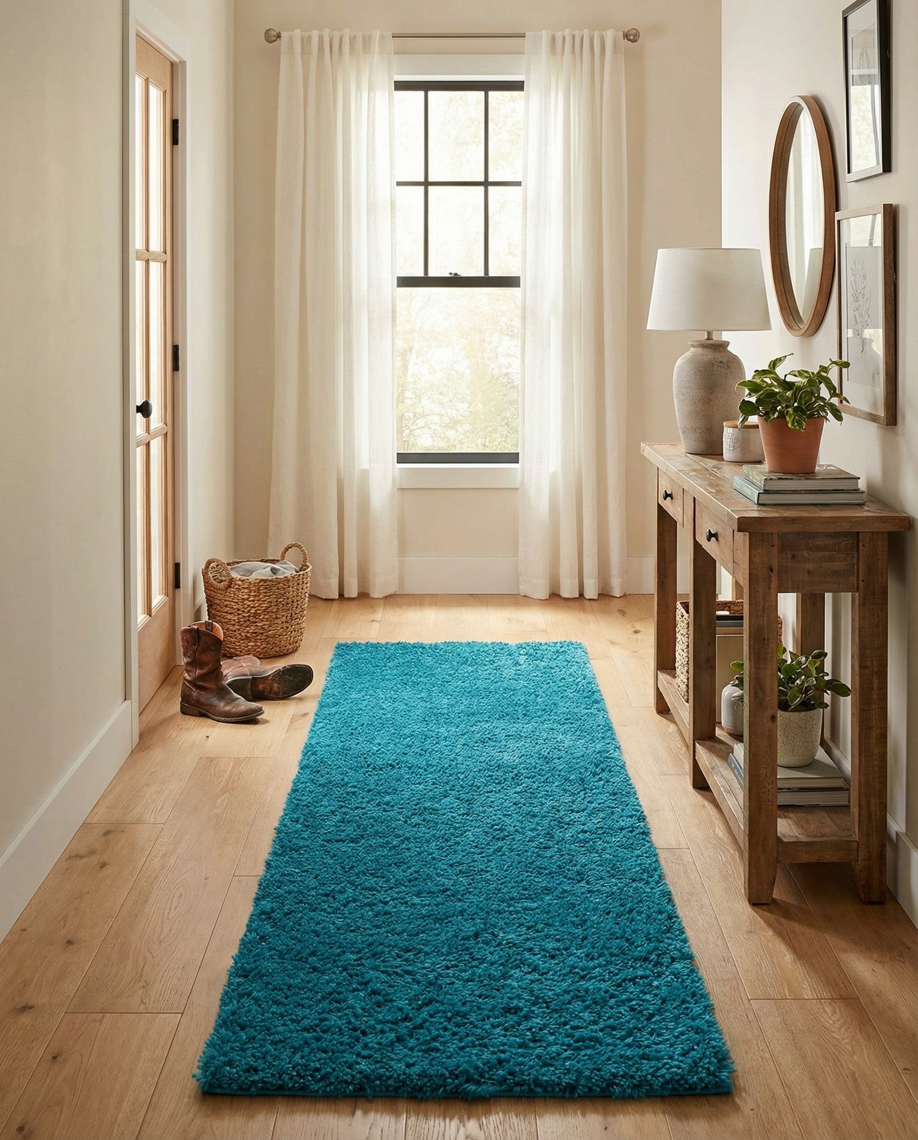 2' x 8' Solid Shag Runner Rug