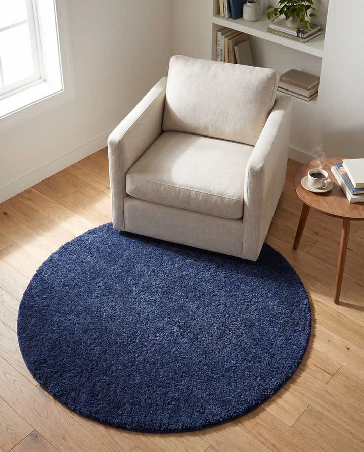 4' x 4' Solid Frieze Round Rug