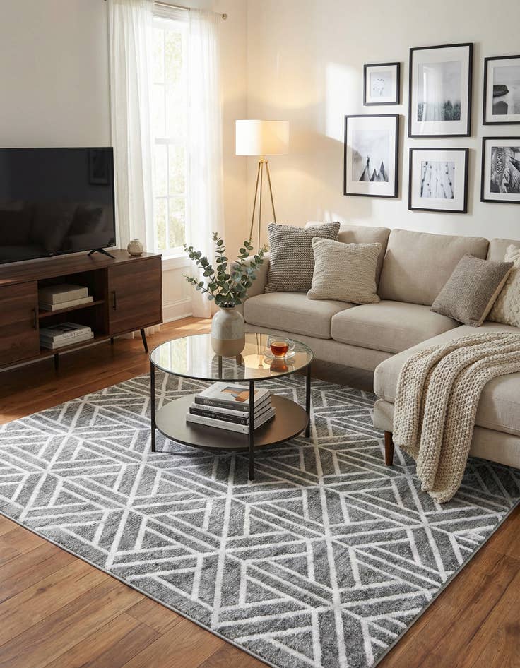 Detail image of 7' x 7' Lattice Trellis Square Rug