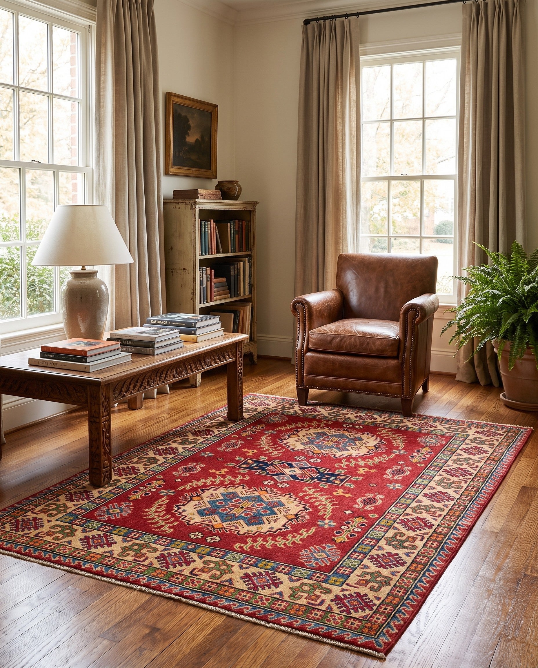 4' 1 x 5' 3 Hand Knotted Kazak Rug