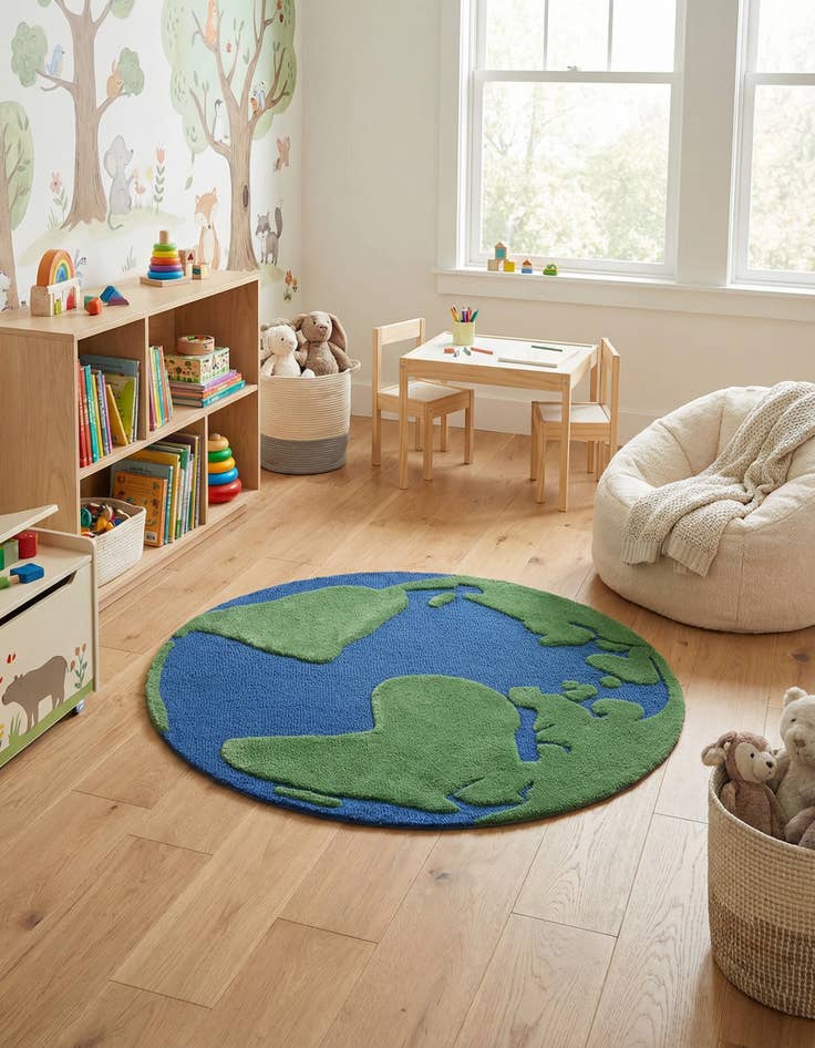 Detail image of 3' 1 x 3' 1 Playtime Kids Wool Freeform Rug