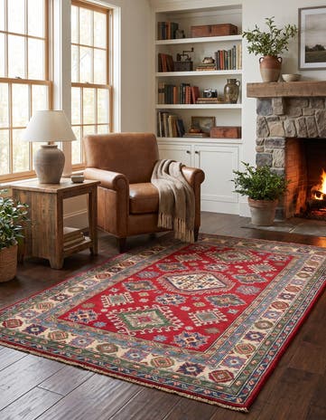 115cm x 185cm Noué main Kazak Tapis
