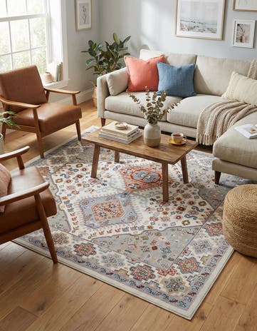 Ivory Kamala Washable Square Rug