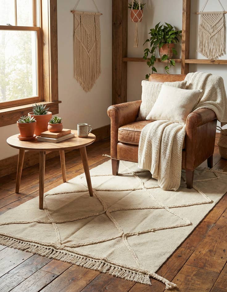 Detail image of 3' 4 x 5' Hand Knotted Moroccan Wool Rug