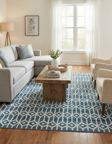 Blue Lattice Trellis Rug