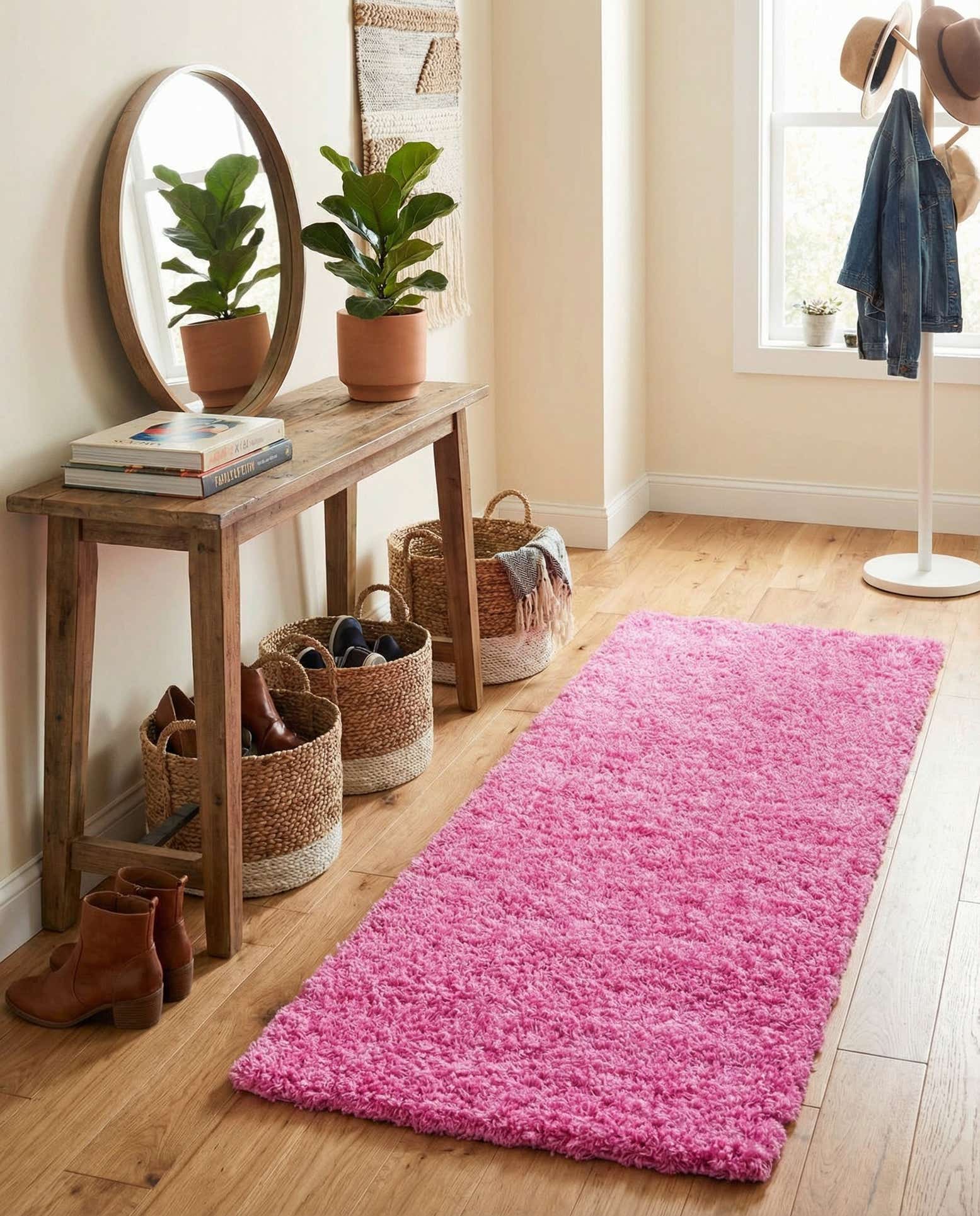 2' x 8' Solid Shag Runner Rug