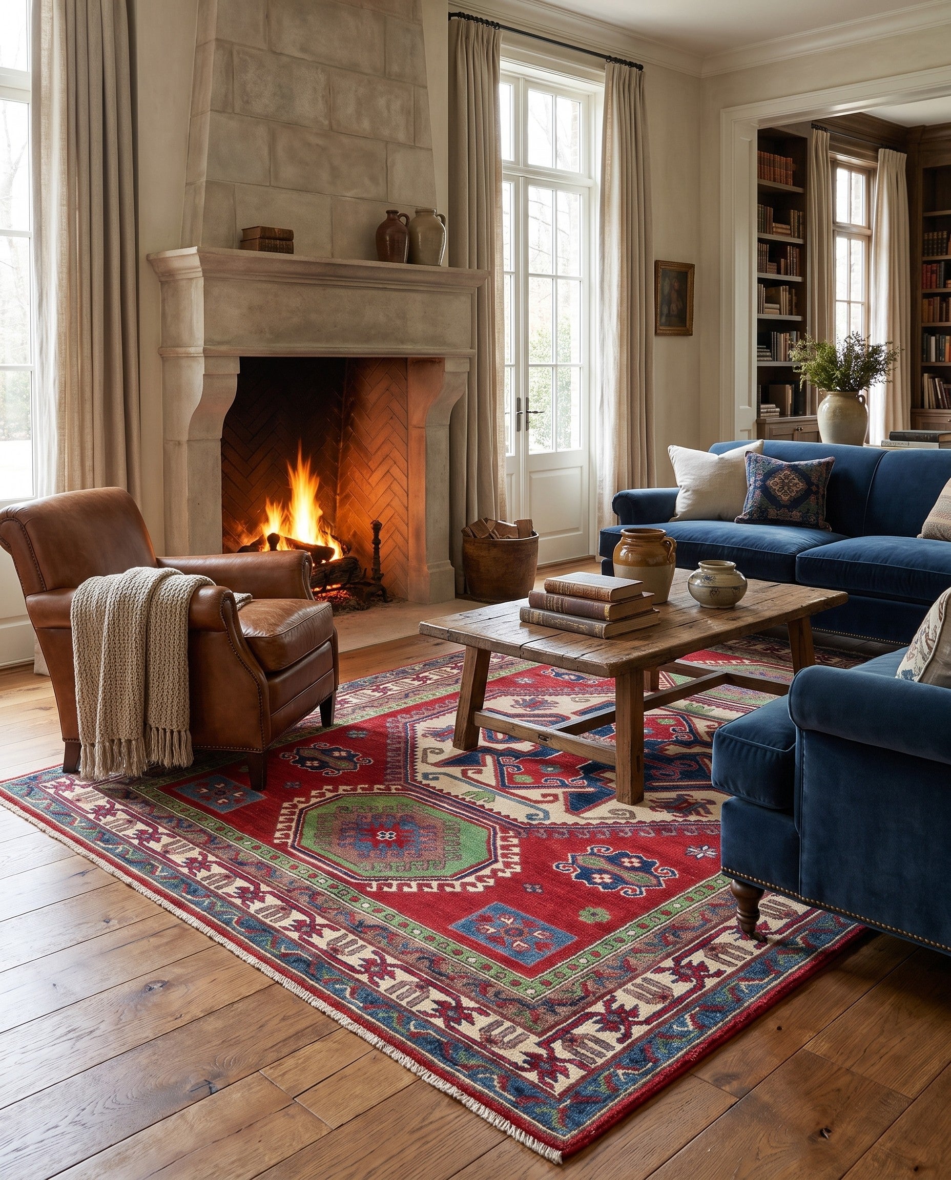 160cm x 215cm Hand Knotted Kazak Rug