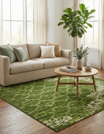 Green Trellis Square Rug