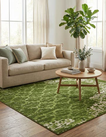 Green Trellis Square Rug