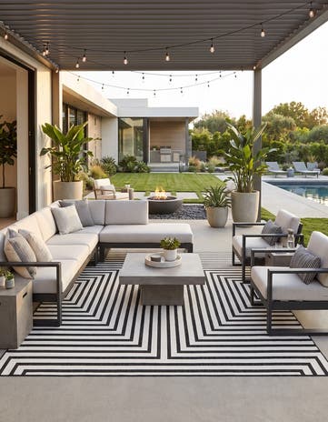 13' x 13' Easy-Clean Modern Indoor / Outdoor Square Rug