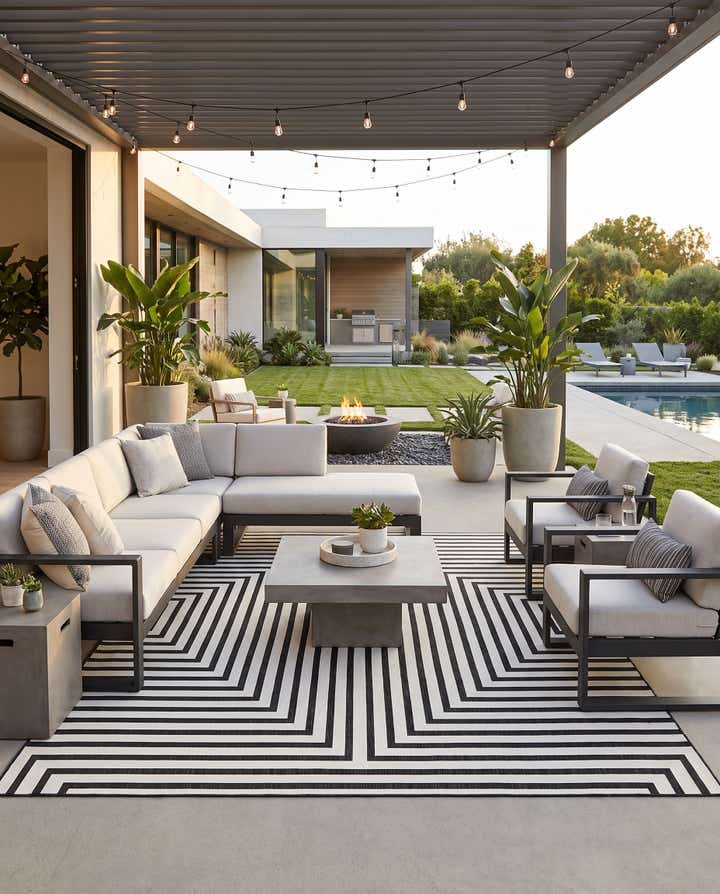 13' x 13' Easy-Clean Modern Indoor / Outdoor Square Rug