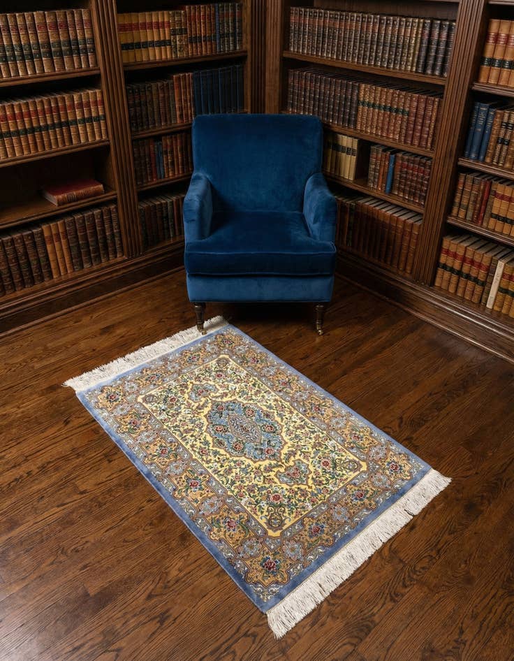 Detail image of 2' 8 x 3' 10 Ghom Silk Rug