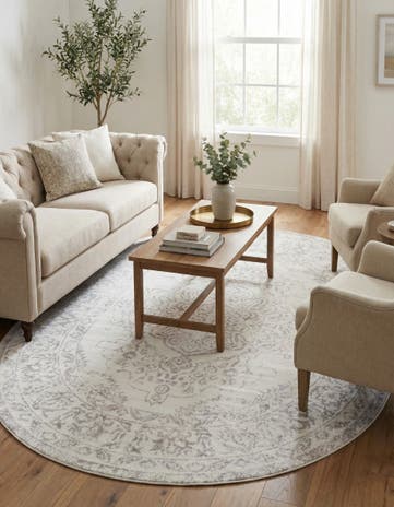 Ivory Oxford Oval Rug