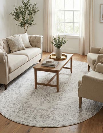 Ivory Oxford Oval Rug