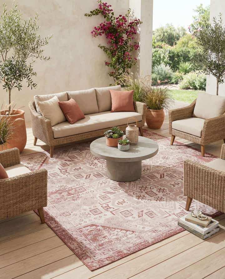 10' x 10' Easy-Clean Aztec Indoor / Outdoor Square Rug