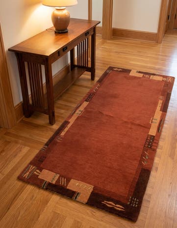 2' 4 x 4' 7 Hand Knotted Nepal Wool Runner Rug
