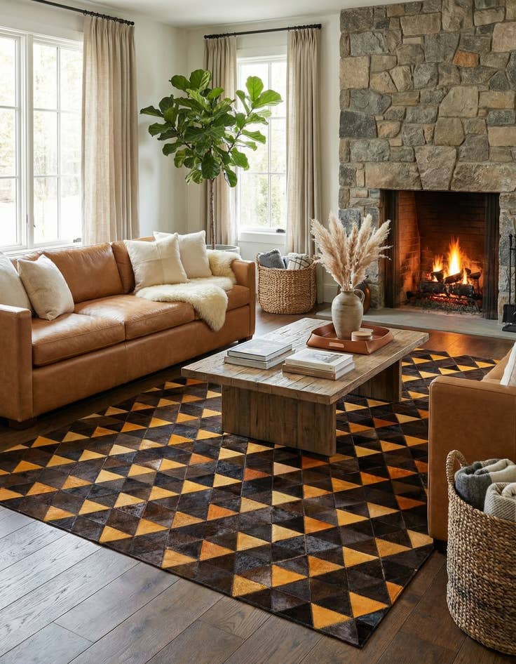 Detail image of 5' x 8' Cowhide Stocks Rug