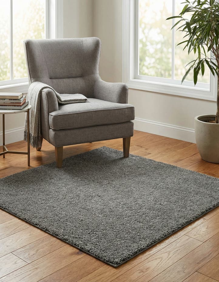 4' x 4' Solid Frieze Square Rug