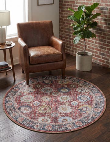3' 6 x 3' 6 Washable Timeless Round Rug