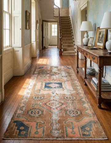 3' 8 x 8' 1 Hand Knotted Ultra Vintage Persian Wool Runner Rug