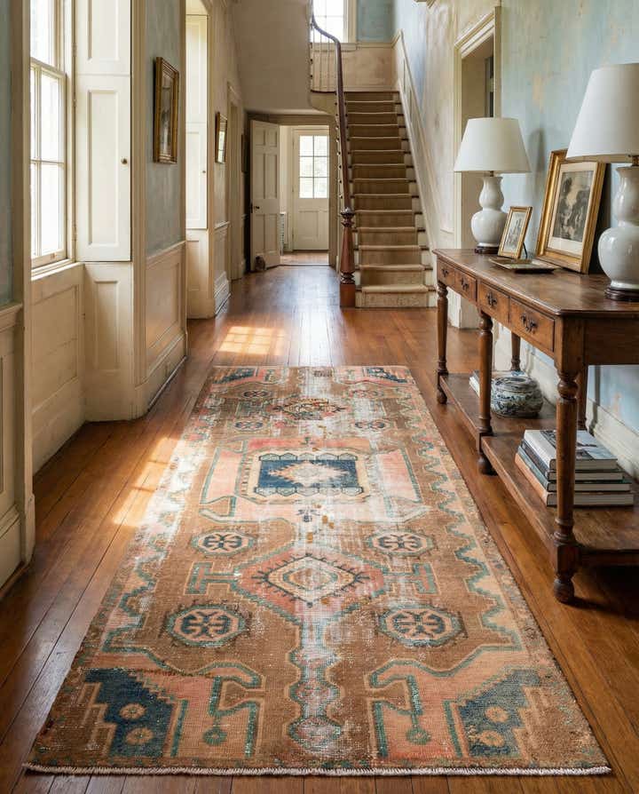 3' 8 x 8' 1 Hand Knotted Ultra Vintage Persian Wool Runner Rug