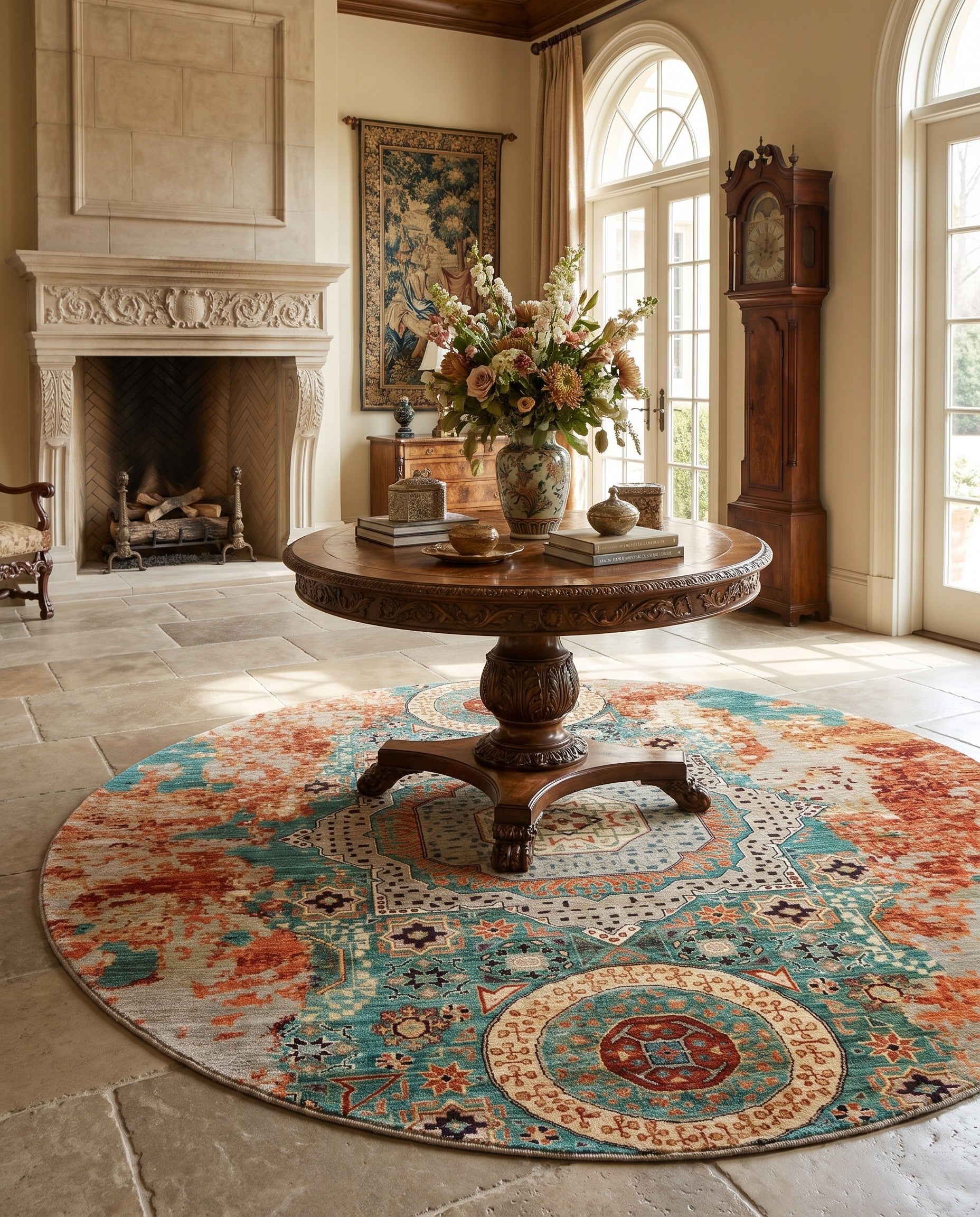 9' 9 x 9' 10 Hand Knotted Mamluk Ziegler Round Rug