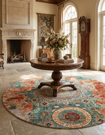 9' 9 x 9' 10 Hand Knotted Mamluk Ziegler Round Rug
