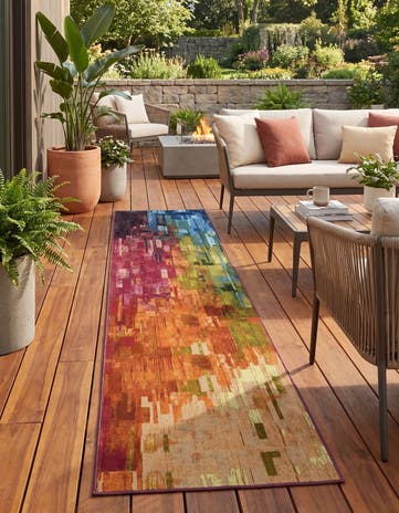 2' 7 x 11' Easy-Clean Modern Indoor / Outdoor Runner Rug