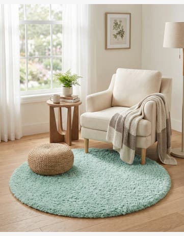 Cyan Infinity Shag Round Rug