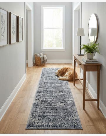 Blue Gray Villa Runner Rug