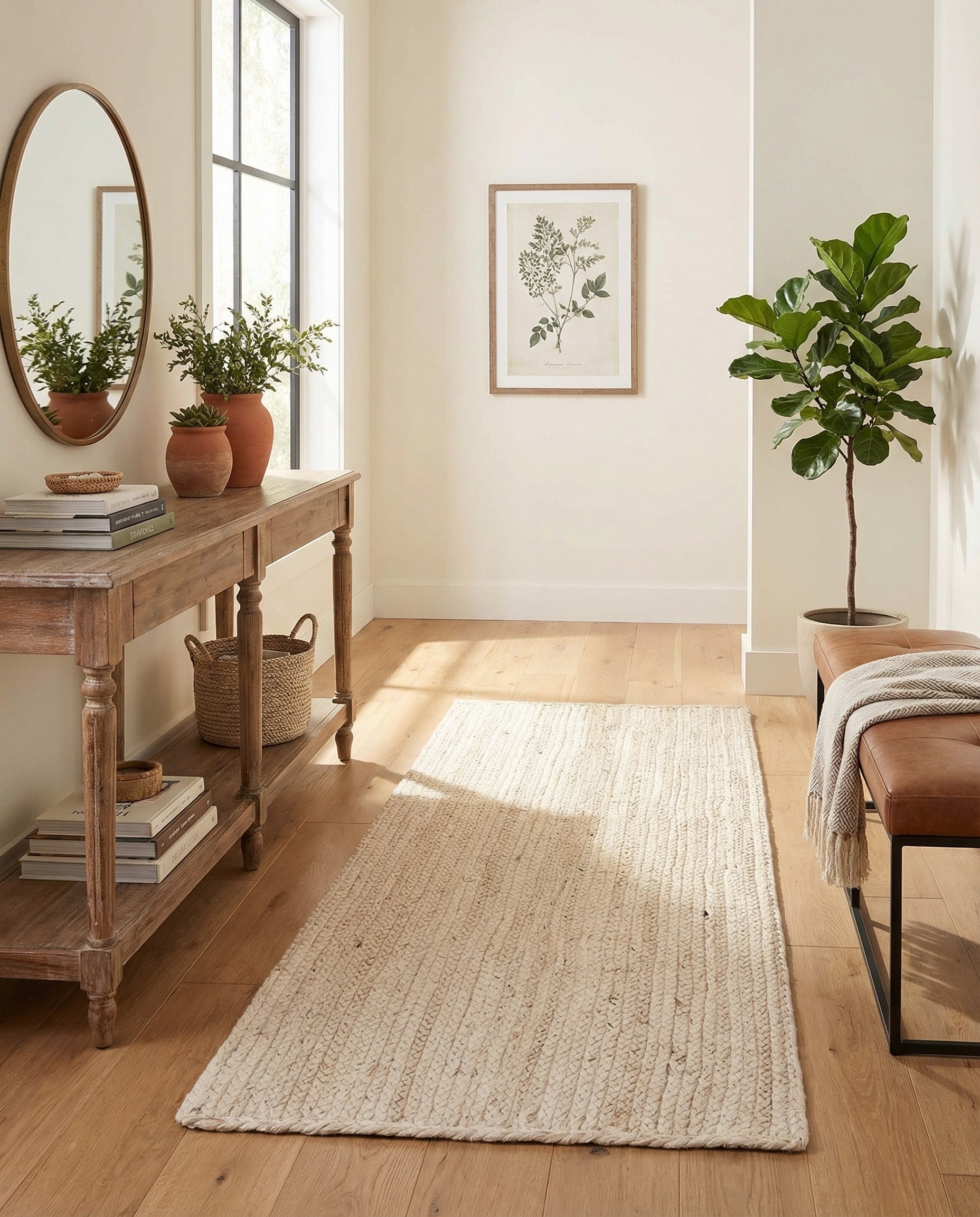 Primary image 2' x 5' 1  Hand Braided Jute Runner Rug