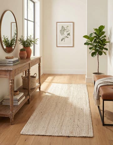 2' x 5' 1 Handmade Braided Jute Runner Rug