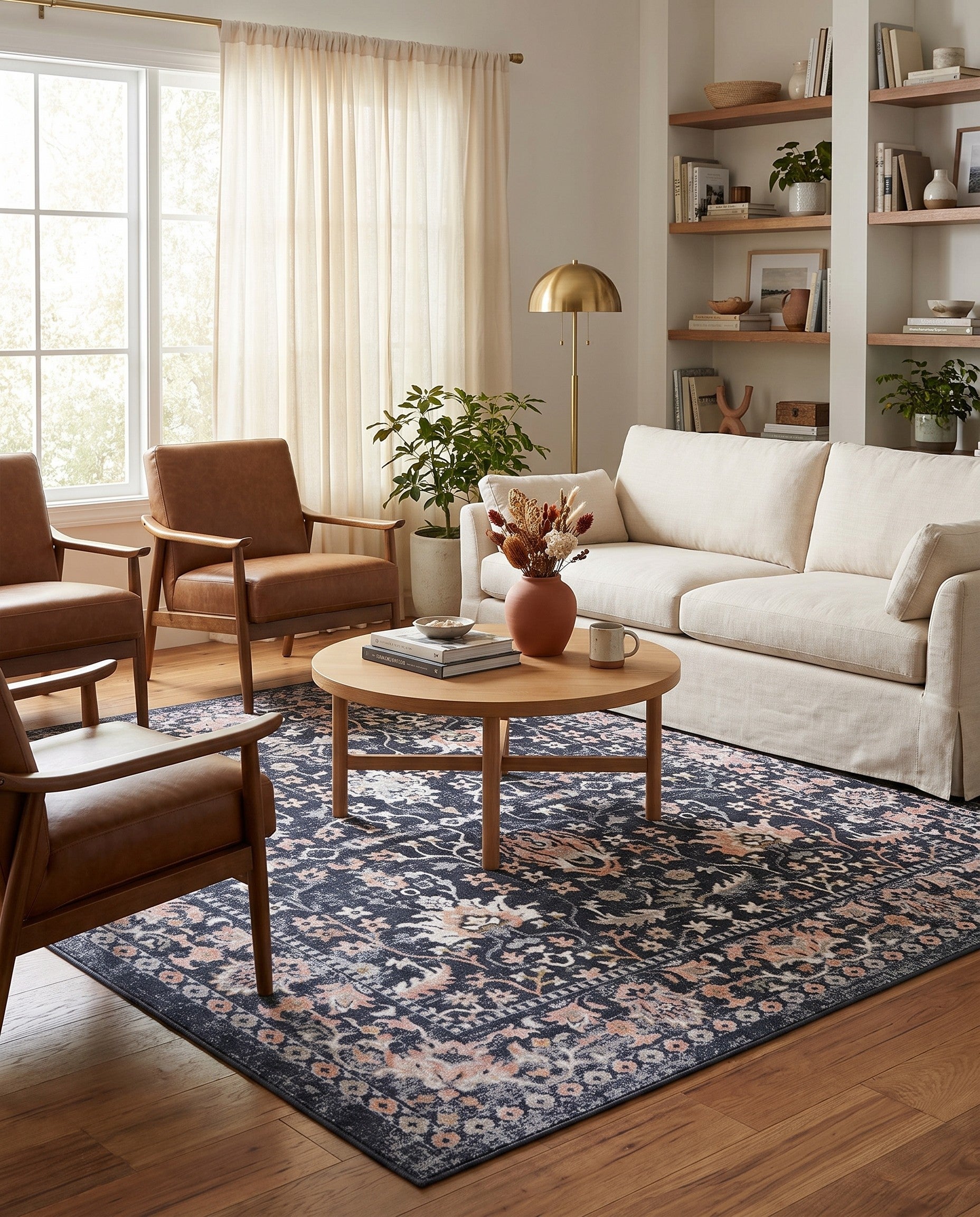 Navy Blue Kamala Washable Square Rug