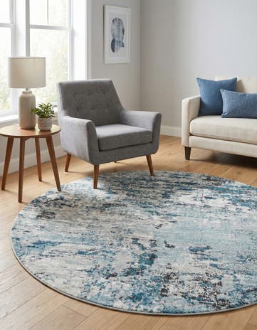 Blue Leipzig Round Rug