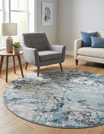 Blue Leipzig Round Rug