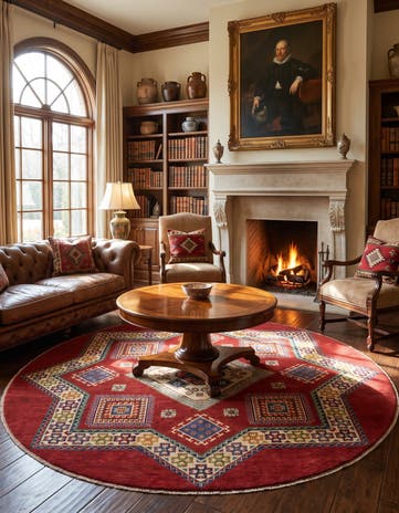 8' 3 x 8' 3 Hand Knotted Kazak Round Rug