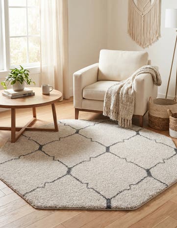 Ivory Moroccan Shag Octagon Rug