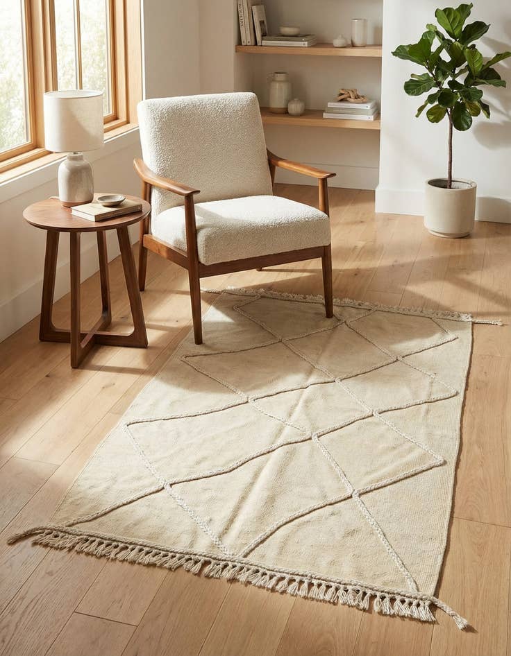 Detail image of 3' 5 x 4' 10 Hand Woven Kilim Modern Wool Rug