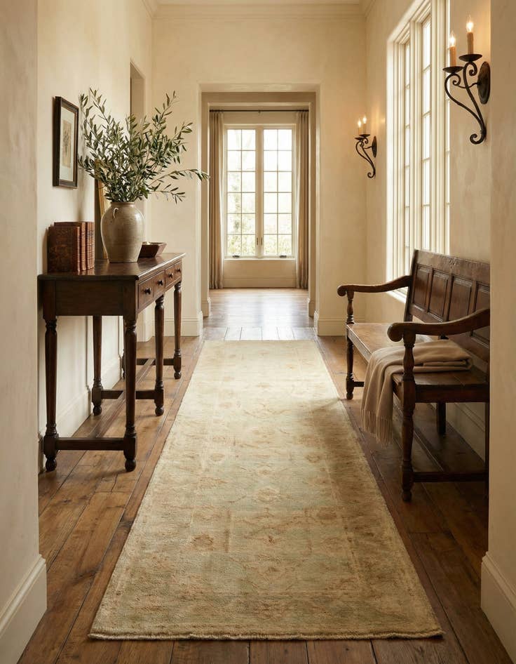 Detail image of 2' 10 x 9' 9 Hand Knotted Oushak Wool Runner Rug