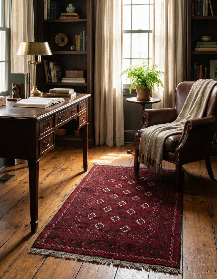 Detail image of 2' 6 x 4' 11 Hand Knotted Afghan Akhche Wool Rug