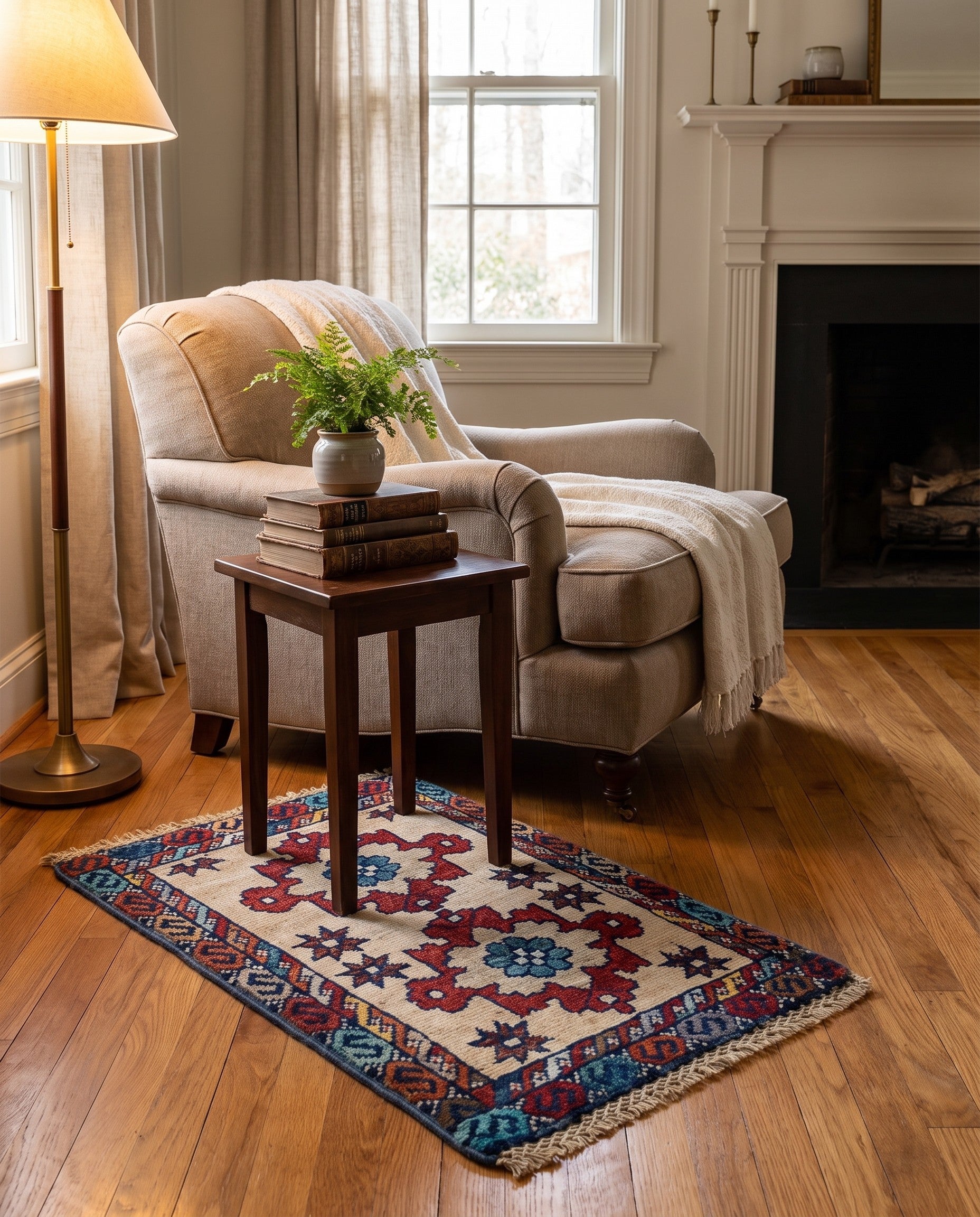 1' 4 x 2' Hand Knotted Ziegler Rug