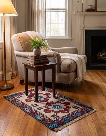 1' 4 x 2' Hand Knotted Ziegler Rug