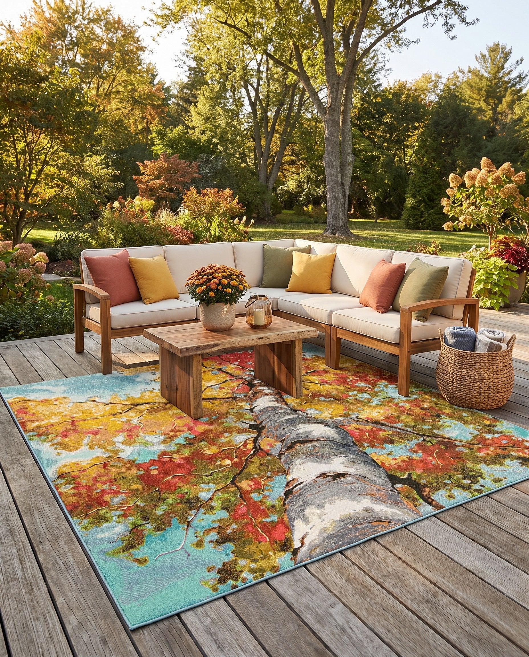 10' x 10' Easy-Clean Botanical Indoor / Outdoor Square Rug