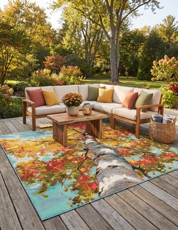 10' x 10' Easy-Clean Botanical Indoor / Outdoor Square Rug
