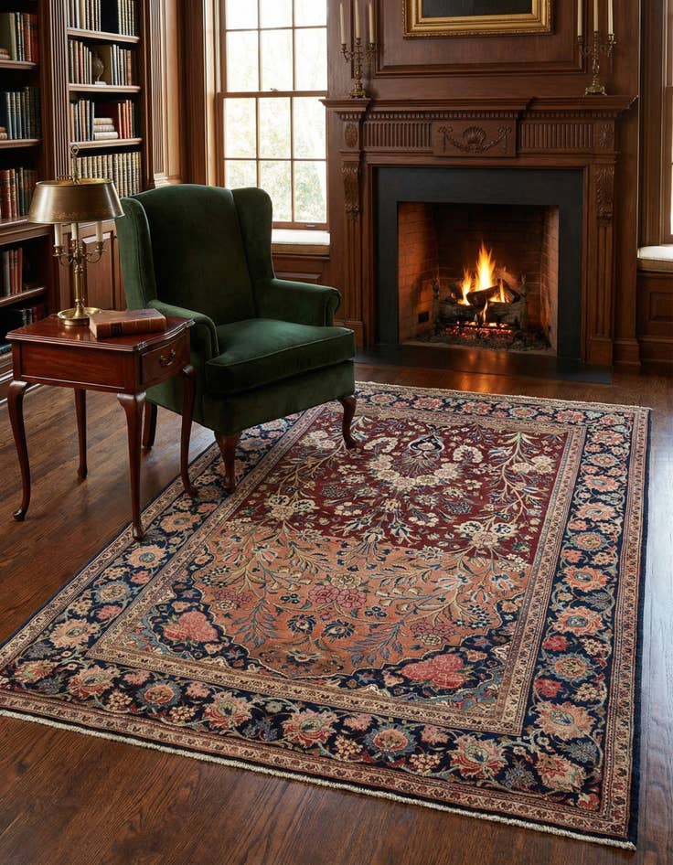 Detail image of 4' 5 x 6' 7 Kashan Wool Rug