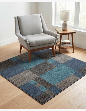 Blue Gray Equinox Square Rug