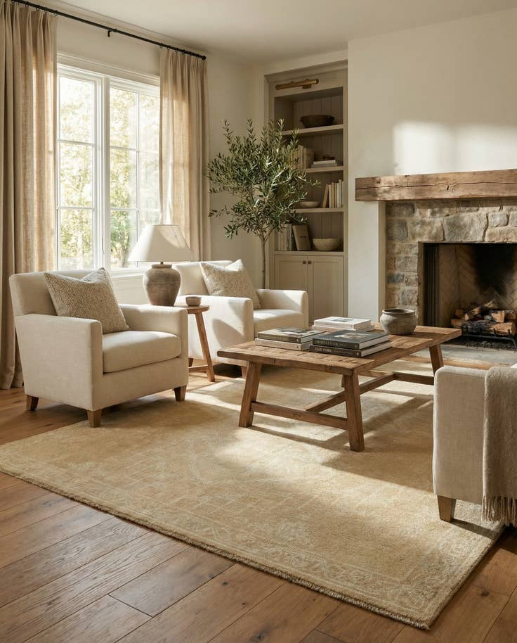 Detail image of 5' 5 x 7' 5 Hand Knotted Oushak Wool Rug