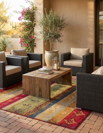 7' 10 x 7' 10 Easy-Clean Modern Indoor / Outdoor Square Rug